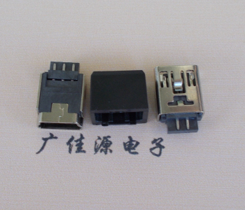 邵阳MINI USB 5Pin接口 带护套焊线母座 B型180度铜壳