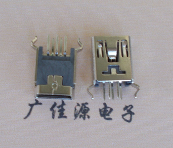 邵阳MINI USB5p母座|B型口180度|直插弯脚