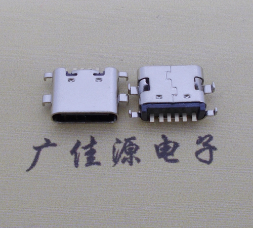 邵阳简易充电type c6P母座沉板1.6mm接口