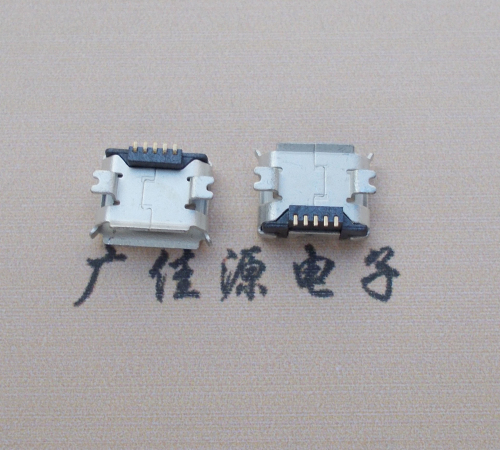 邵阳Micro USB 5PIN接口,B型垫高0.9mm鱼叉脚贴片雾锡卷边